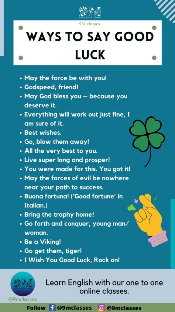 16 Ways To Say Good Luck - English Vocabulary By 9Mclasses