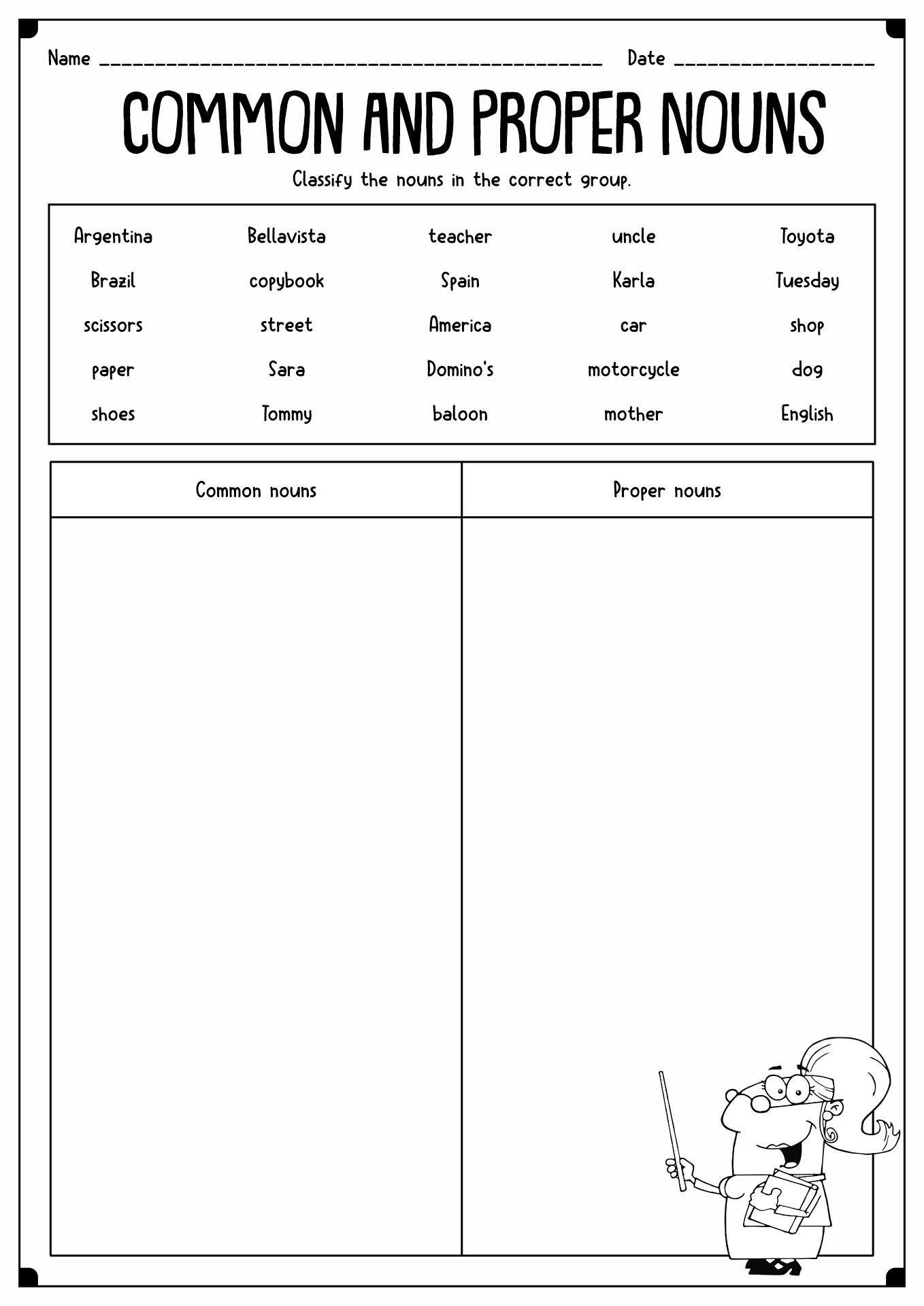 18 Proper Noun Worksheets For First Grade