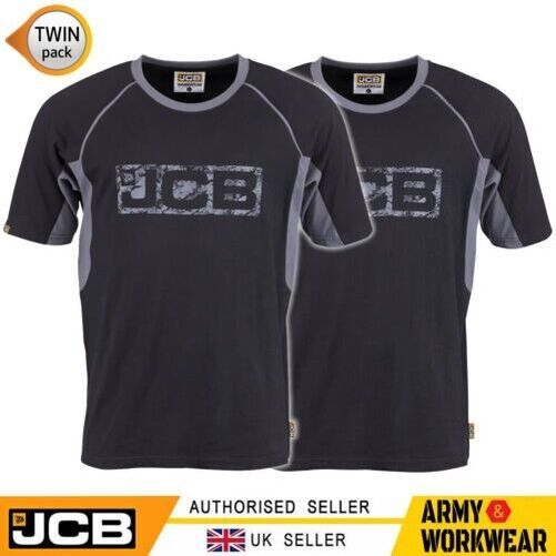 2 X Jcb Logo Trade Crew Rundhals Arbeit T-shirt Herren Top Workwear Kurzärmelig