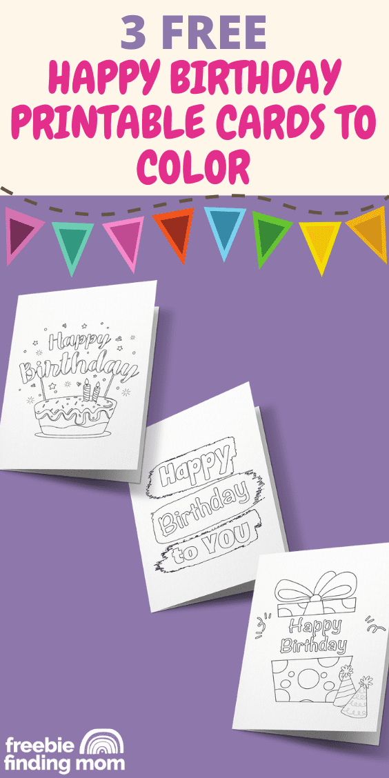 3 Free Happy Birthday Printable Cards to Color