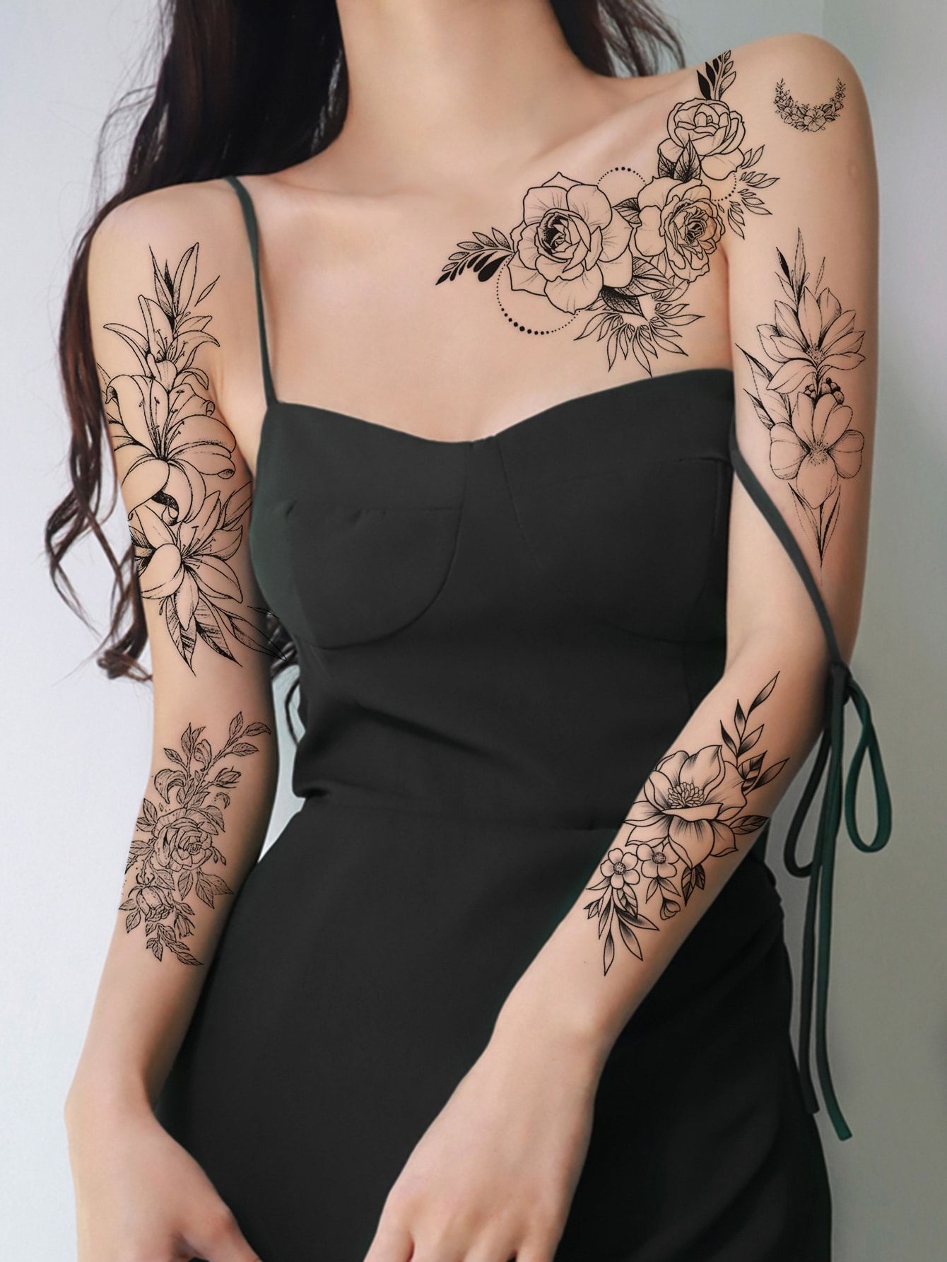 3sheets Flower Pattern Tattoo Sticker