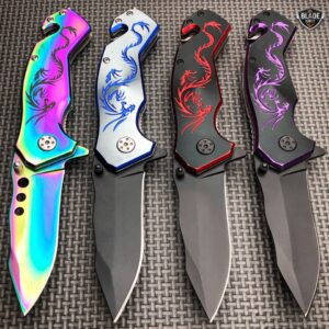7,75″ Tactical Fantasy Dragon Spring Assisted Open Rescue Folding Pocket Knife HD Wallpaper