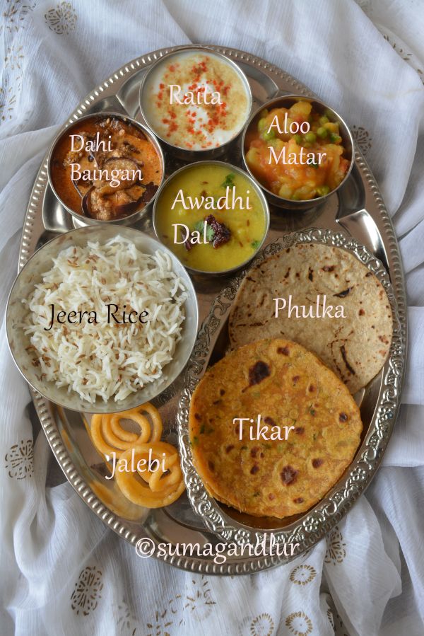 A North Indian Mini Vegetarian Thaali ~ Lucknowi Dal / Dal Lucknawi