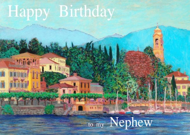 A small village on Lake Como Italy - Happy Birthday Nephew card