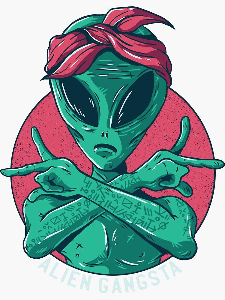 Alien Gangsta Tupac Sticker Images