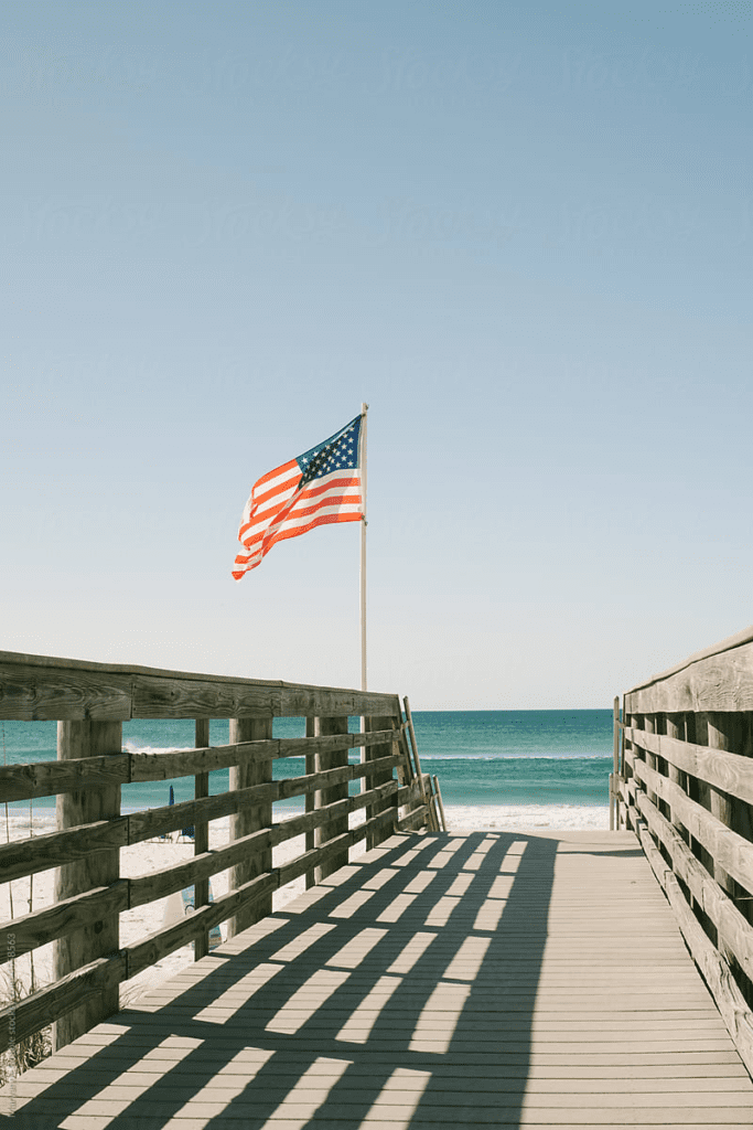 American Flag On A Summer Beach By Stocksy Contributor Maryanne