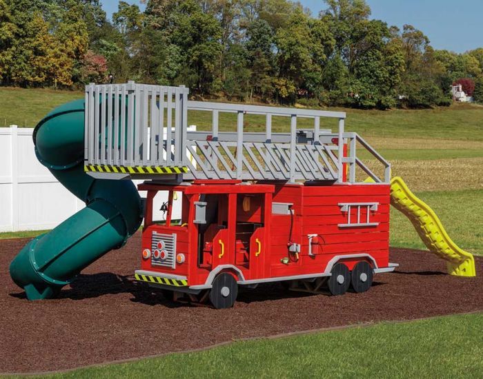 Amish Made Red Ladder Fire Truck Playground Set