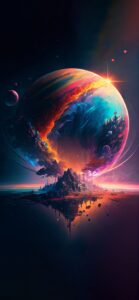 Amoled 4k , space Colorful and Astonishing planet and mountain reflectin HD Wallpaper