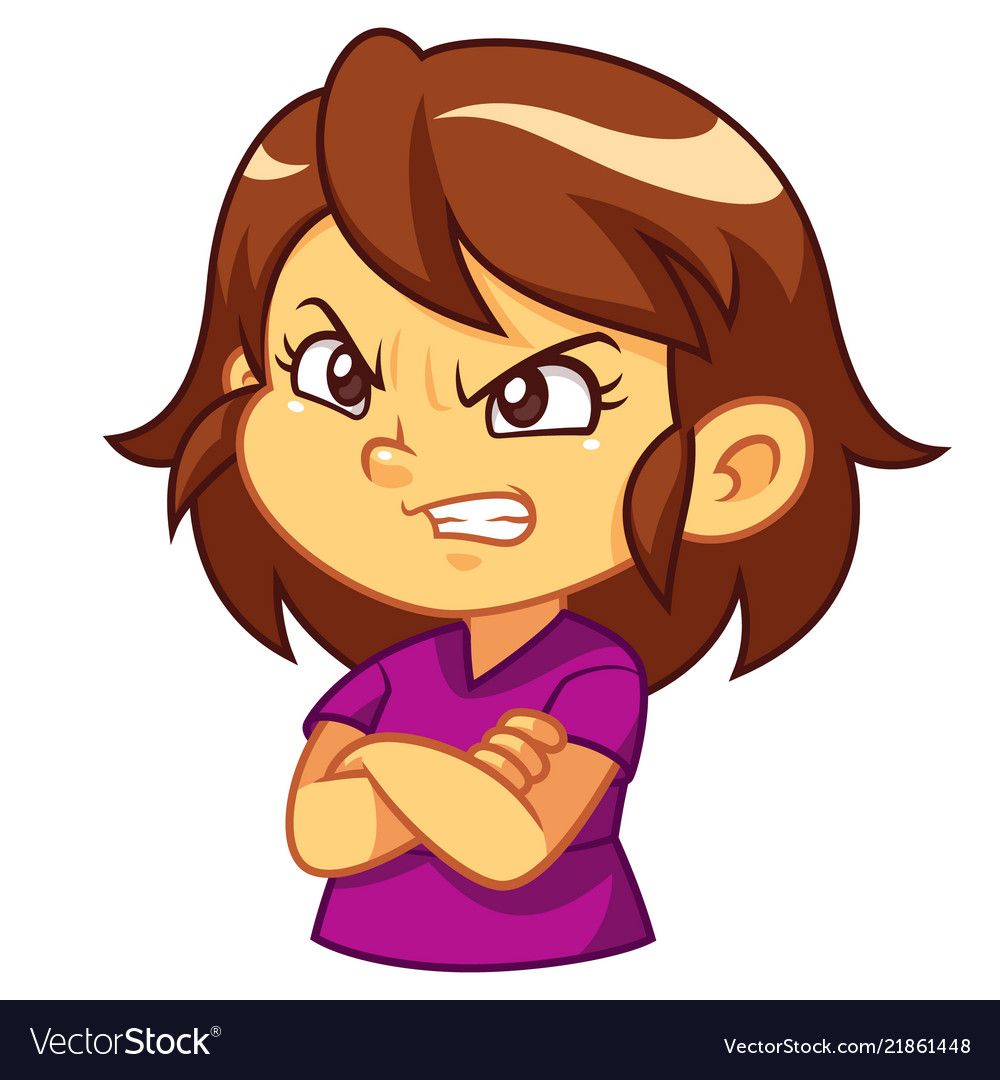 Angry girl expression vector image on VectorStock