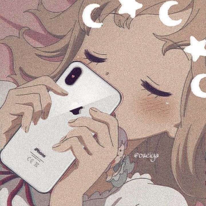 Anime girl holding an iPhone 