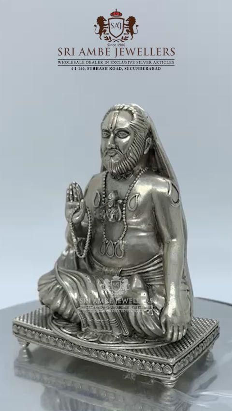 Antique Silver 3D Raghavendra Swamy Idol