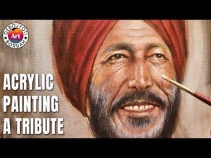 Art Tribute to Milkha Singh | Acrylic Portrait Painting on Canvas by Debojyoti B Images