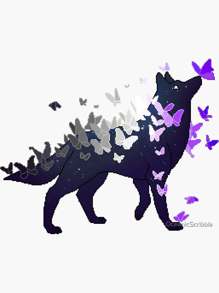 Asexual Pride Galaxy Wolf (Requested) Sticker