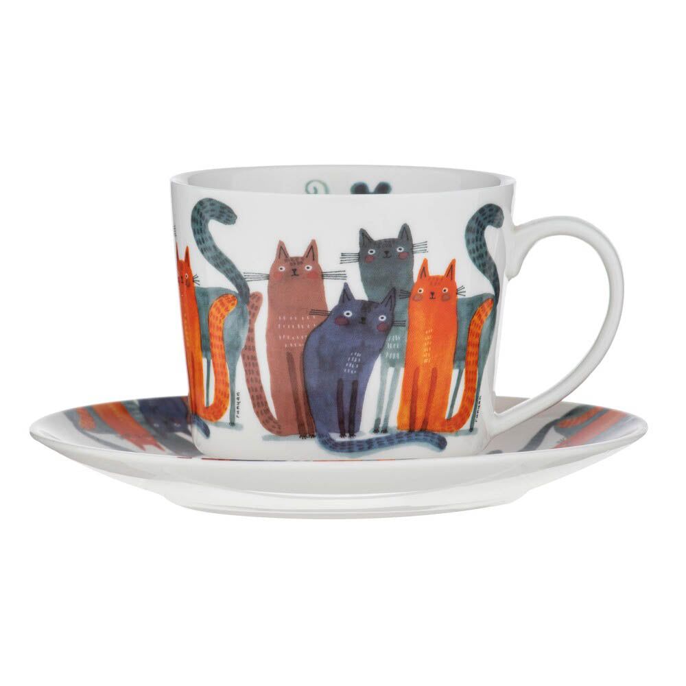 Ashdene Quirky Cats Four Friends Cup Saucer 280Ml Images
