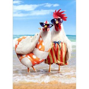 Avanti , Chicken Couple on Beach Anniversary Card HD Wallpaper
