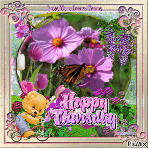 Bear &Amp; Flower Happy Thursday Animation