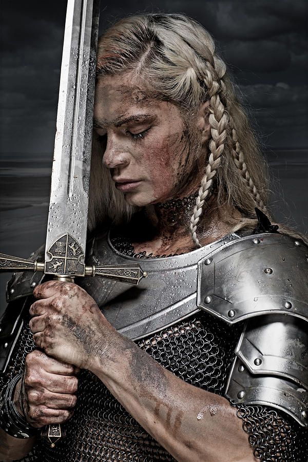 Beautiful Blonde Sword Wielding Viking Warrior Female By Lorado Images