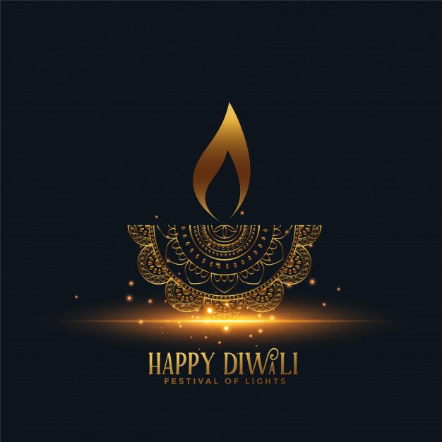 Beautiful Golden Diya Happy Diwali Free Vector Images
