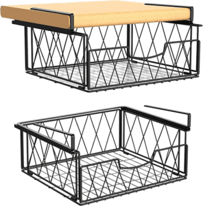 Bextsrack Under Shelf Basket, 2 PACK Sliding Wire Rack with Plastic Pad for Hang HD Wallpaper