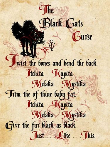 Black cats curse page - spell from Hocus Pocus