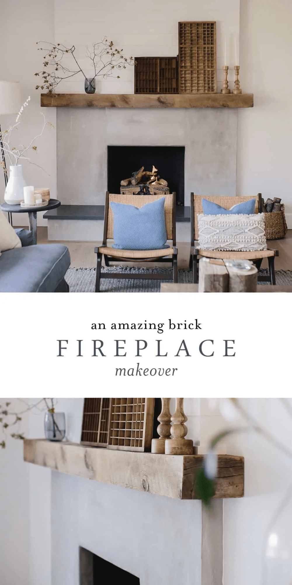Brick Fireplace Makeover using Cement , Wood Mantel HD Wallpaper