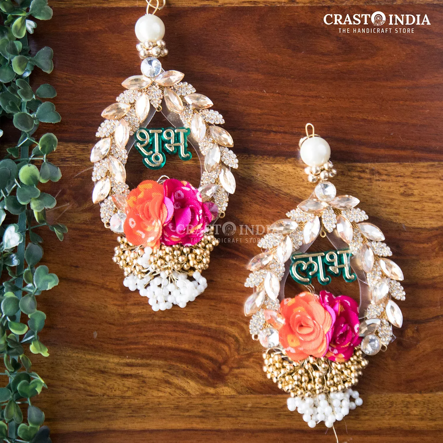 CRASTO INDIA HANDCRAFTED ACRYLIC SHUBH LABH STUDDED WITH EXQUISITE STONES AND BA