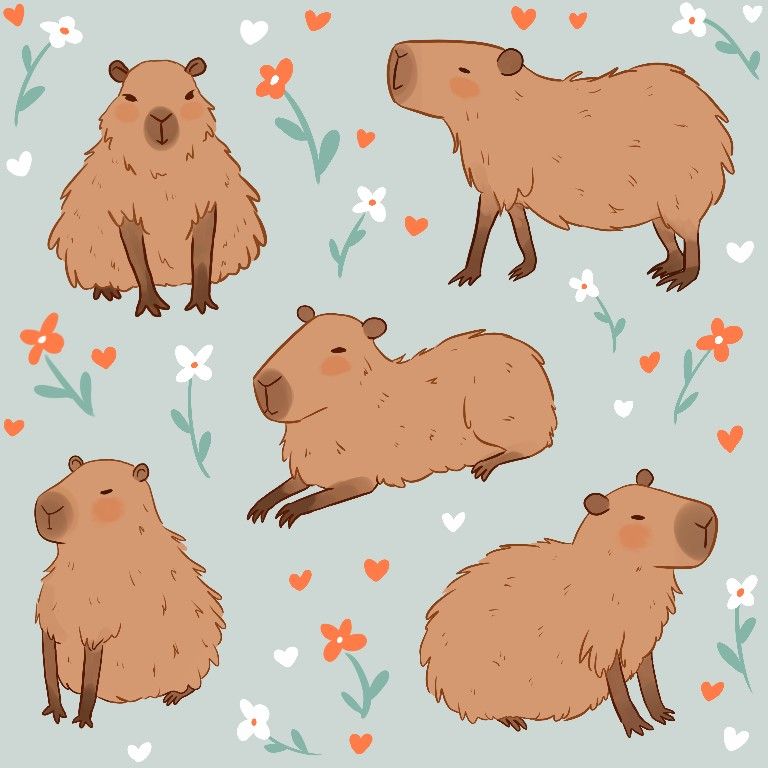 Capybara cute pattern