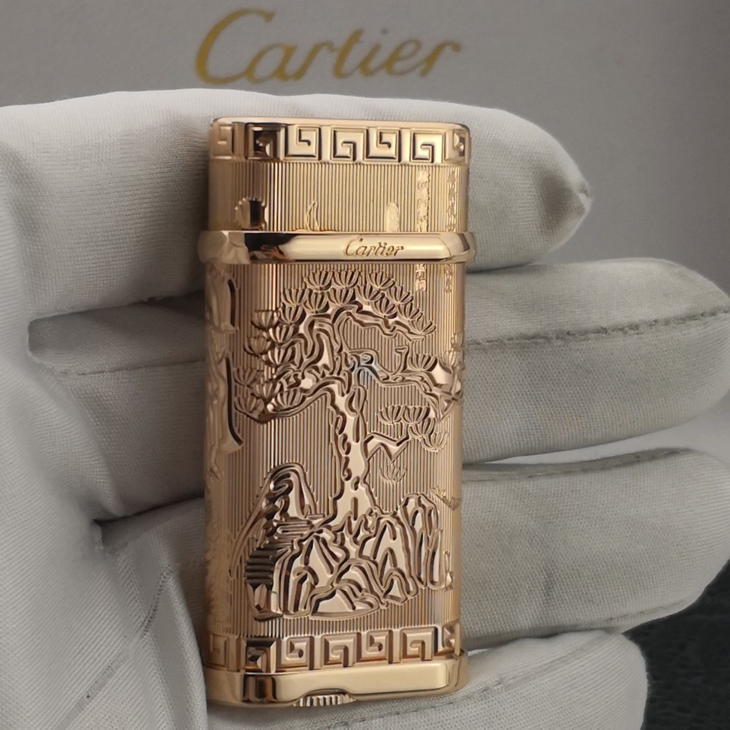 Cartier Vintage Rose Gold Engraved Gas Lighter