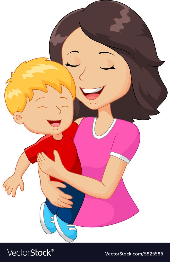 Cartoon happy family mother holding son vector image on VectorStock