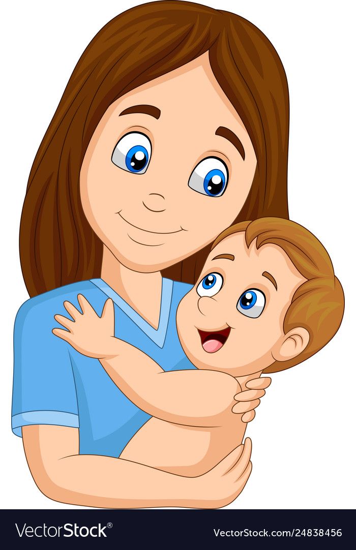Cartoon happy mother hugging her baby vector image on VectorStock