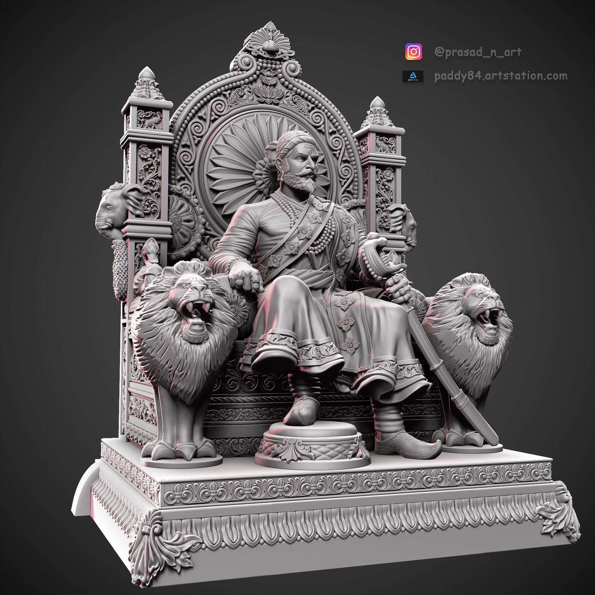 Chhatrapati Shivaji Maharaj 3d model sculpted by Prasad Nambair, Prasad