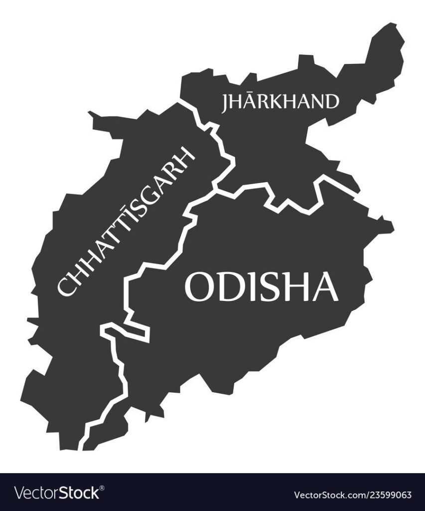 Chhattisgarh Jharkhand Odisha Map Of Indian Vector On