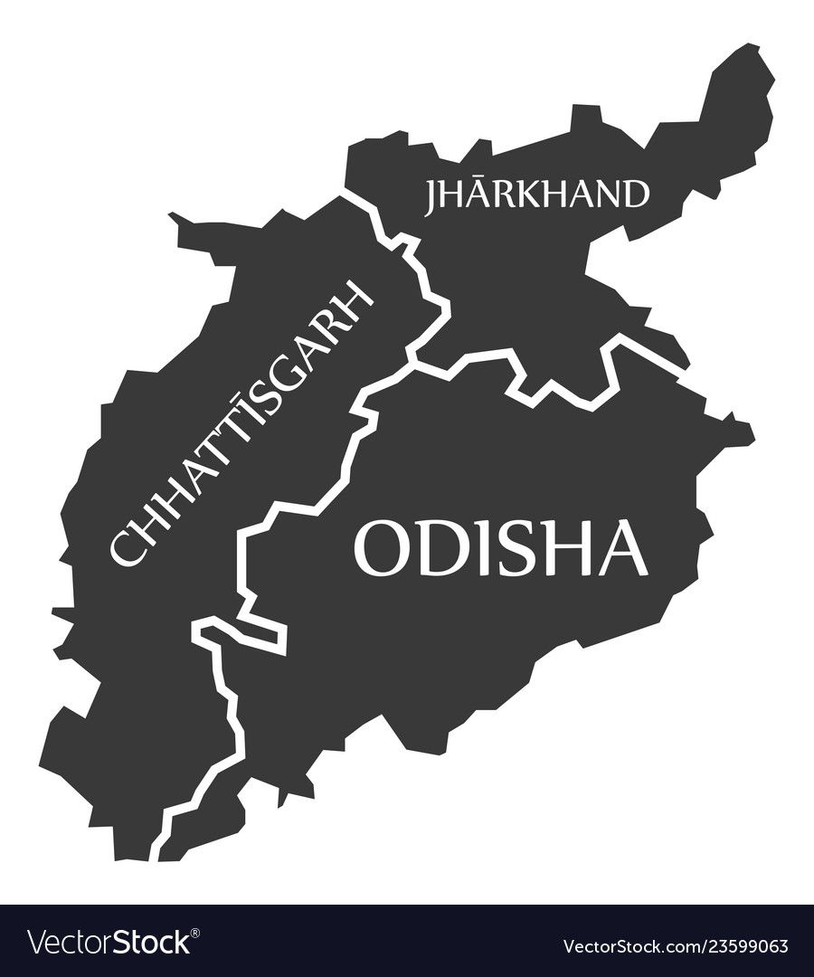 Chhattisgarh , jharkhand , odisha map of indian vector on