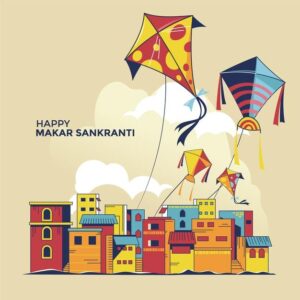 Children fly kites for the holiday makar sankranti hindu harvest festival | Vect HD Wallpaper