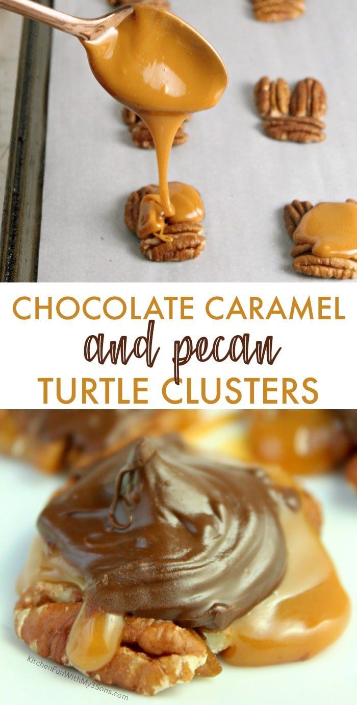 Chocolate Caramel and Pecan Turtle Clusters , Quick and Easy