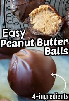 Chocolate Peanut Butter Balls - 4-ingredients - No Bake - Easy to make.