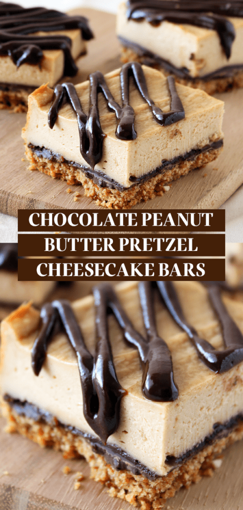 Chocolate Peanut Butter Pretzel Cheesecake Bars Images