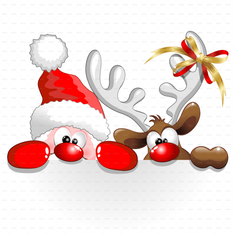 Christmas Santa And Reindeer Cartoon Preview Images