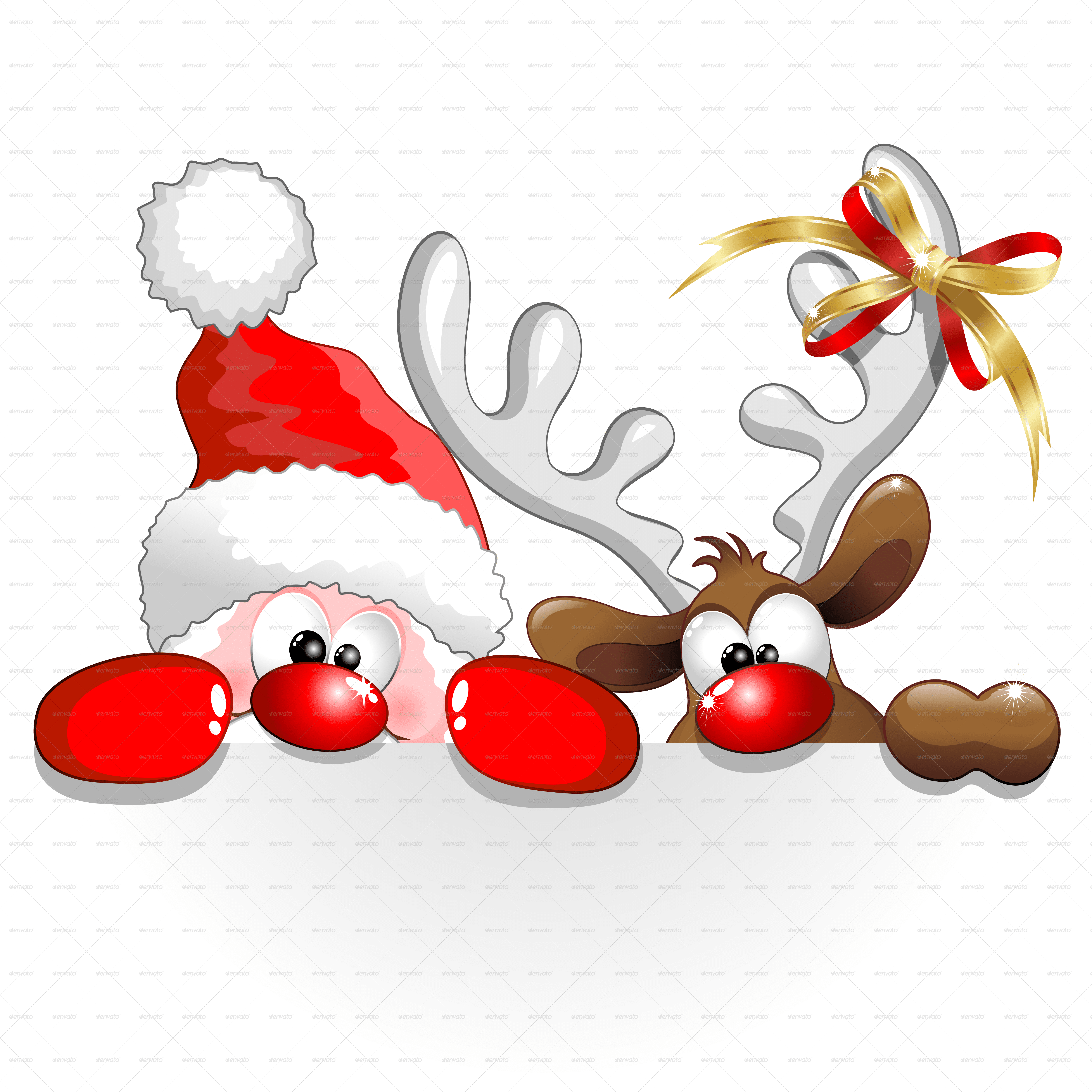 Christmas Santa and Reindeer Cartoon Preview HD Wallpaper
