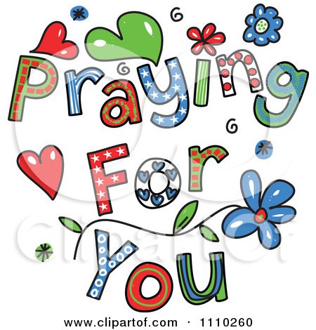 Clipart Colorful Sketched Praying For You Text 2 - Royalty Free Vector Illustrat