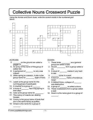 Collective Nouns Crossword-1 Learn With Puzzles
