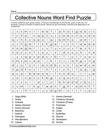 Collective Nouns Word Search 16 Learn With Puzzles