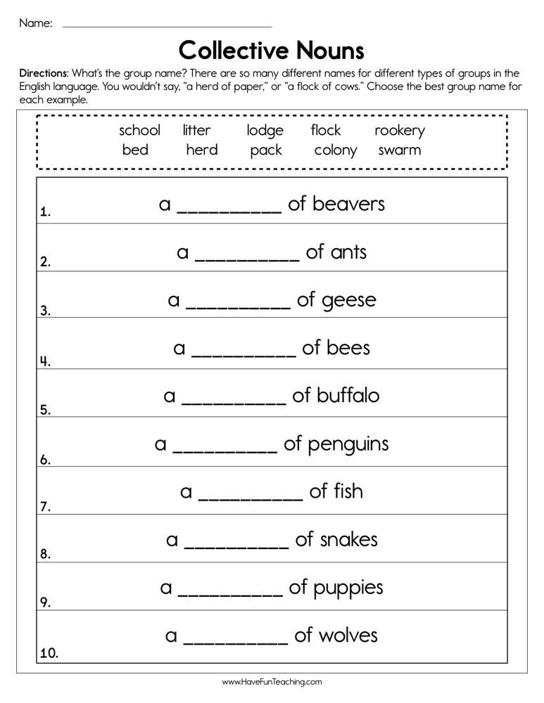Collective Nouns Worksheet - Have Fun Teaching