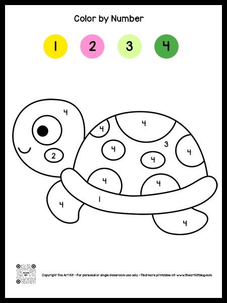 Color by Number Turtle Coloring Page FREE