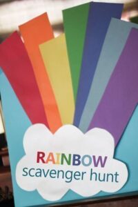 Colorful Rainbow Scavenger Hunt with Printable Clues | HOAWG Images