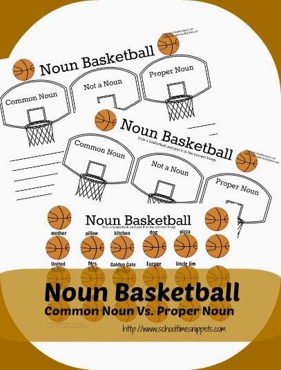 Common Noun Vs. Proper Noun Basketball {Free Printable}