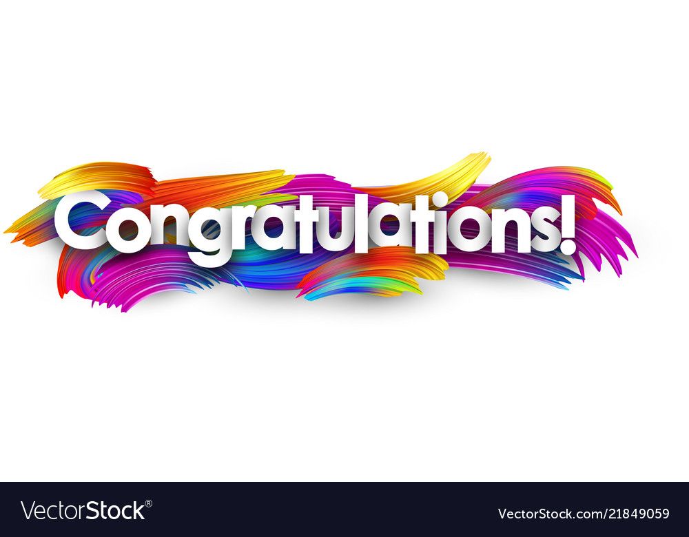 Congratulations Paper Banner With Colorful Brush Vector On Vectorstock Images