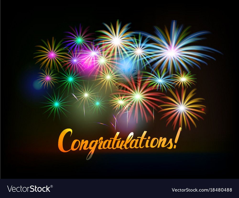 Congratulations Word With Fireworks Vector On Vectorstock Images