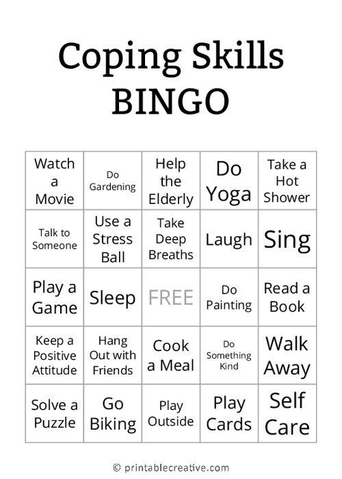 Coping Skills BINGO , Free Printable Bingo Cards and Games