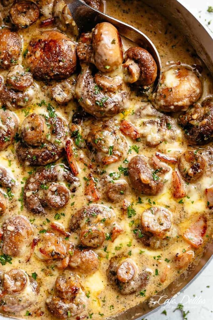 Creamy Garlic Mushrooms Bacon Images